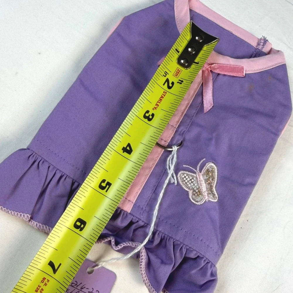 Boutique Pet Dress XS Purple Pink Butterfly Ruffle Dog Cat Clothes GOOD
